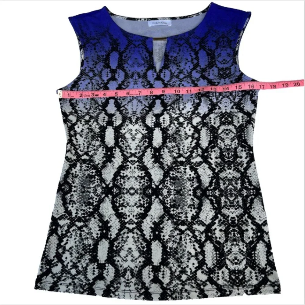 Calvin Klein - Purple Black and White Snake Print Keyhole Tank Top M/L - Picture 11 of 14